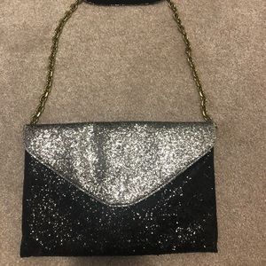 JCREW glitter metal purse
